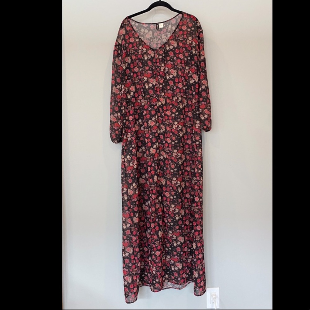 H&M Sheer Floral Maxi Dress